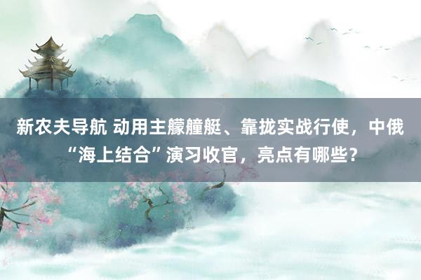 新农夫导航 动用主艨艟艇、靠拢实战行使，中俄“海上结合”演习收官，亮点有哪些？