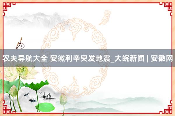 农夫导航大全 安徽利辛突发地震_大皖新闻 | 安徽网