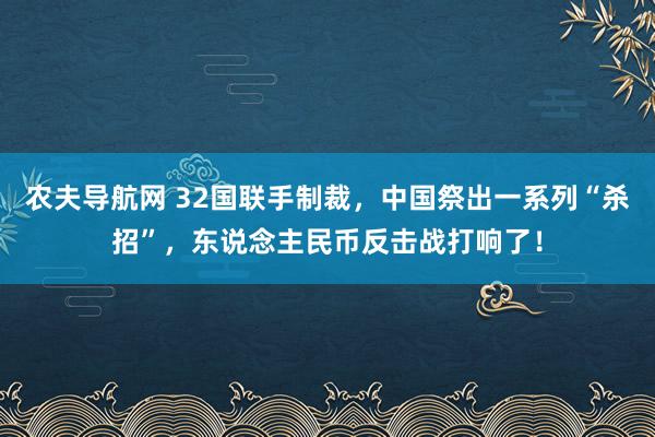 农夫导航网 32国联手制裁，中国祭出一系列“杀招”，东说念主民币反击战打响了！