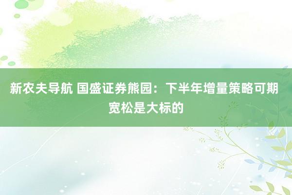 新农夫导航 国盛证券熊园：下半年增量策略可期 宽松是大标的