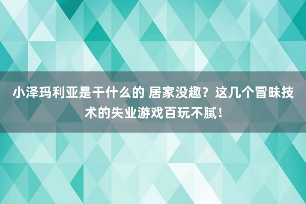 小泽玛利亚是干什么的 居家没趣？这几个冒昧技术的失业游戏百玩不腻！