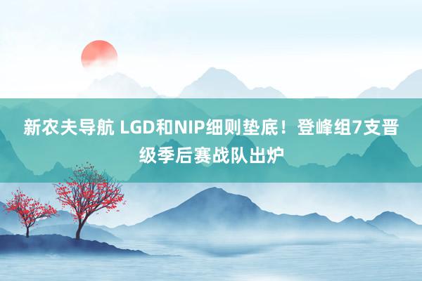 新农夫导航 LGD和NIP细则垫底！登峰组7支晋级季后赛战队出炉