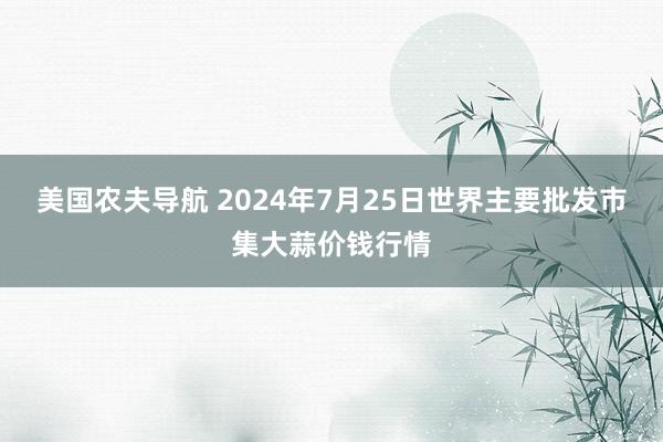 美国农夫导航 2024年7月25日世界主要批发市集大蒜价钱行情