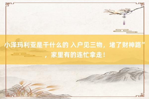 小泽玛利亚是干什么的 入户见三物，堵了财神路”，家里有的连忙拿走！