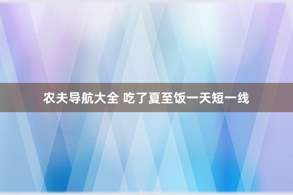 农夫导航大全 吃了夏至饭一天短一线