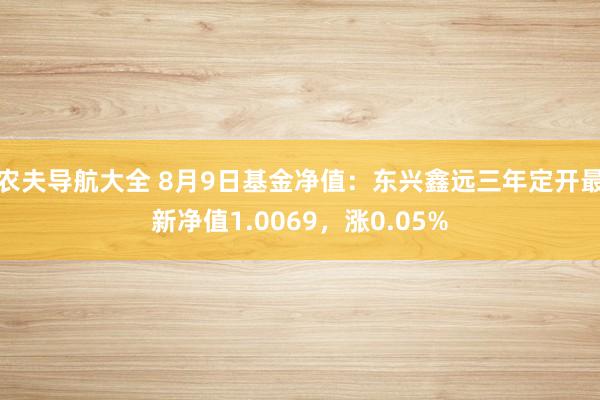 农夫导航大全 8月9日基金净值：东兴鑫远三年定开最新净值1.0069，涨0.05%