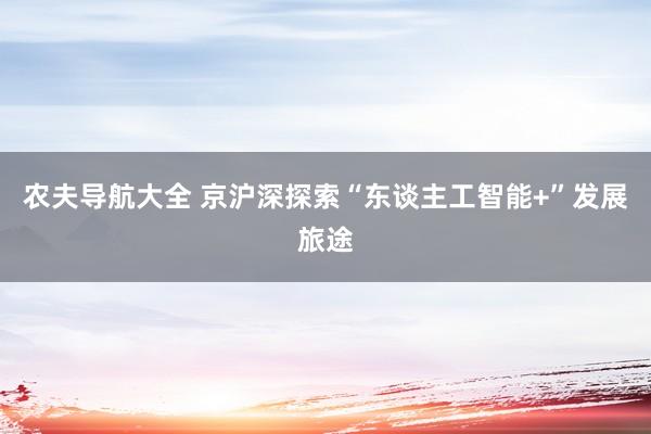 农夫导航大全 京沪深探索“东谈主工智能+”发展旅途