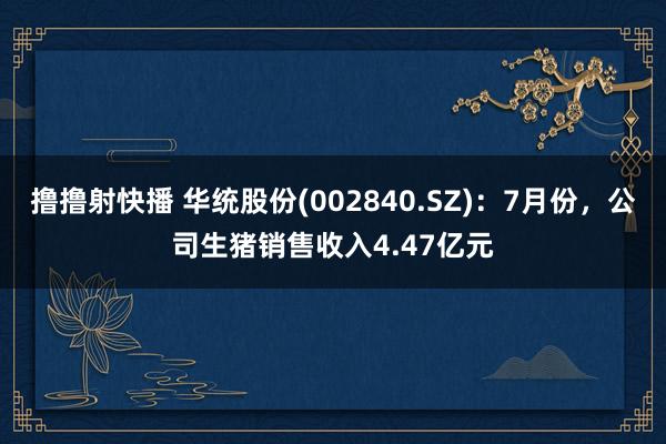 撸撸射快播 华统股份(002840.SZ)：7月份，公司生猪销售收入4.47亿元