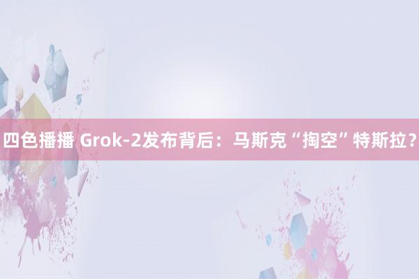 四色播播 Grok-2发布背后：马斯克“掏空”特斯拉？