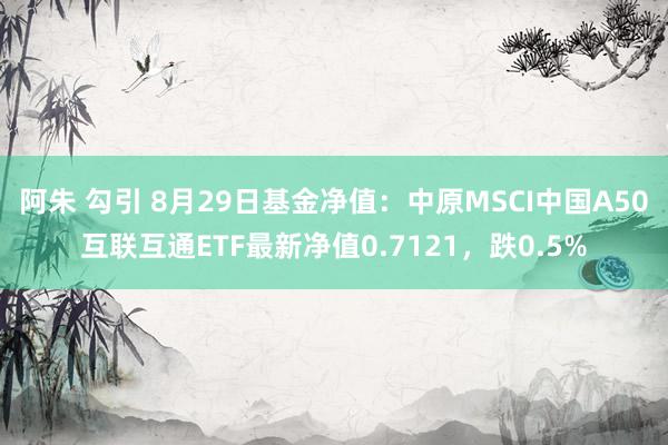 阿朱 勾引 8月29日基金净值：中原MSCI中国A50互联互通ETF最新净值0.7121，跌0.5%