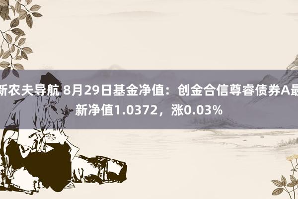 新农夫导航 8月29日基金净值：创金合信尊睿债券A最新净值1.0372，涨0.03%