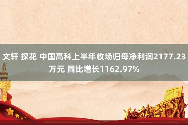 文轩 探花 中国高科上半年收场归母净利润2177.23万元 同比增长1162.97%