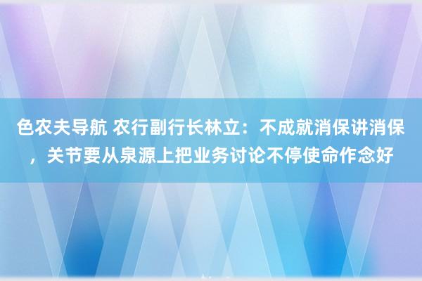 色农夫导航 农行副行长林立：不成就消保讲消保，关节要从泉源上把业务讨论不停使命作念好