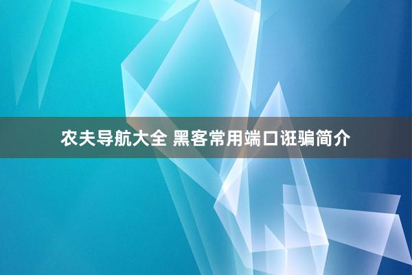 农夫导航大全 黑客常用端口诳骗简介