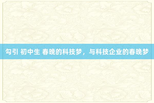 勾引 初中生 春晚的科技梦，与科技企业的春晚梦